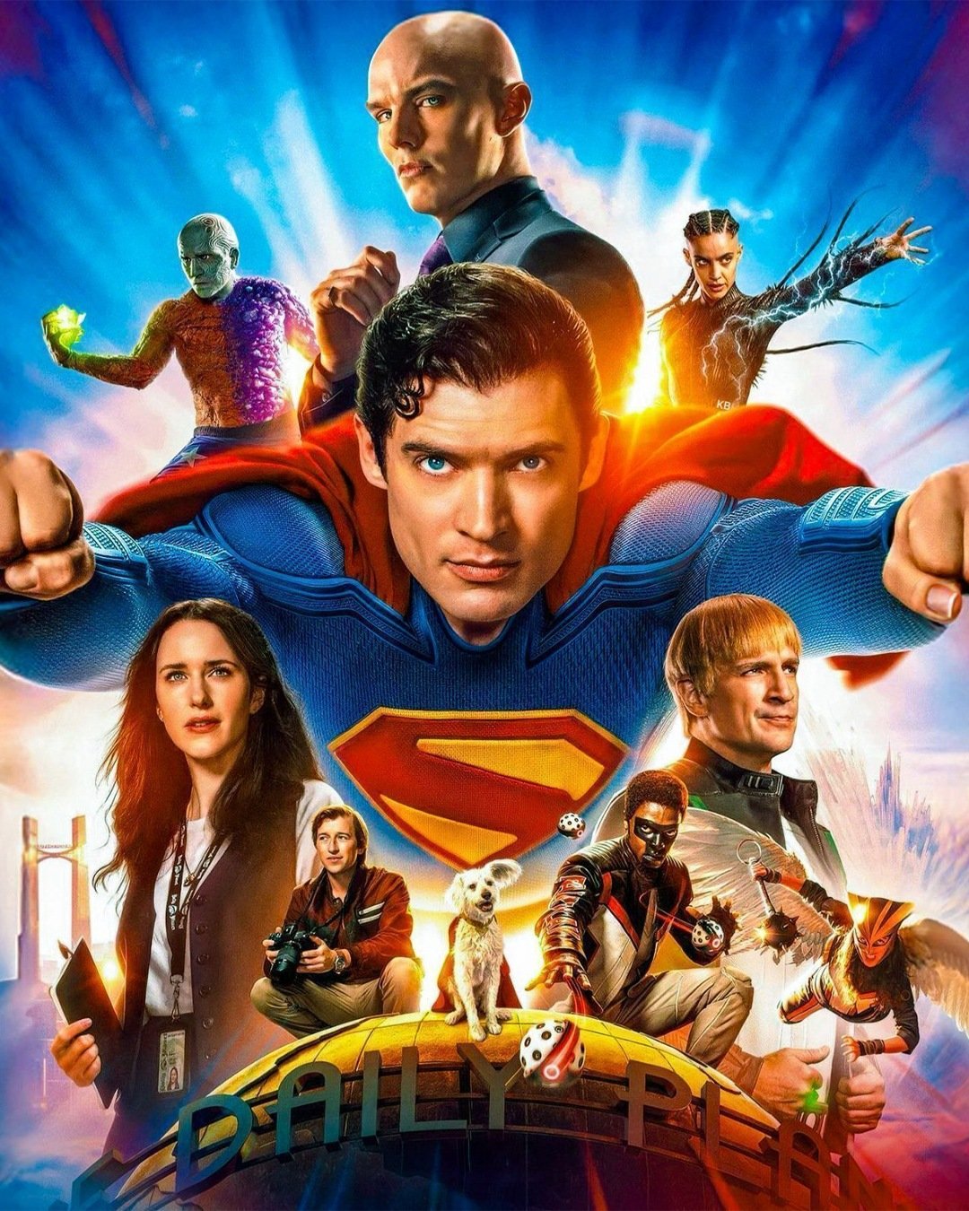 Pôster do filme Superman com David Corenswet e o elenco