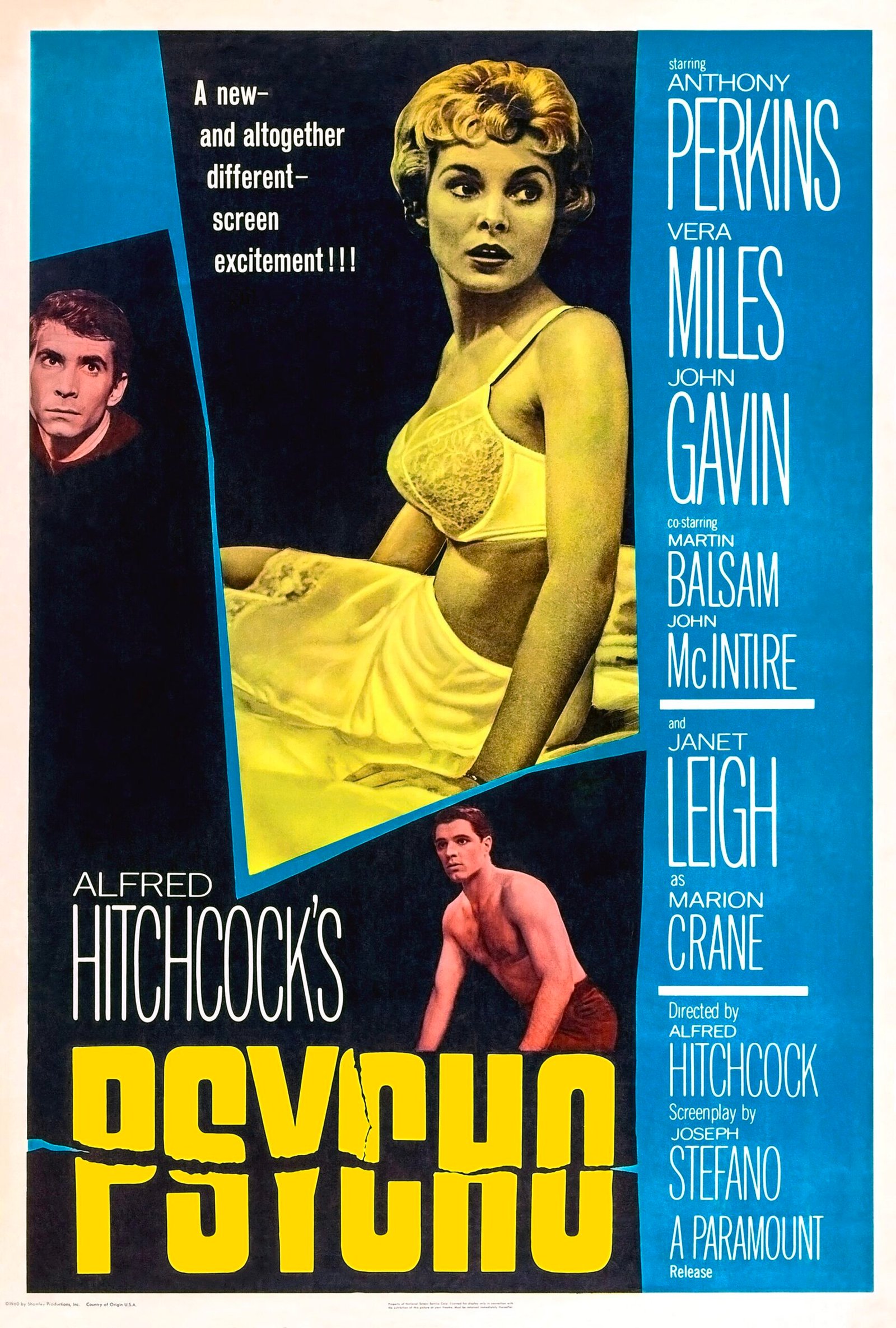 Pôster original de Psicose, de Alfred Hitchcock