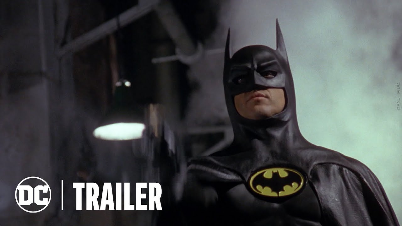 Frame do trailer oficial recriado com estilo moderno de Batman (1989), de Tim Burton